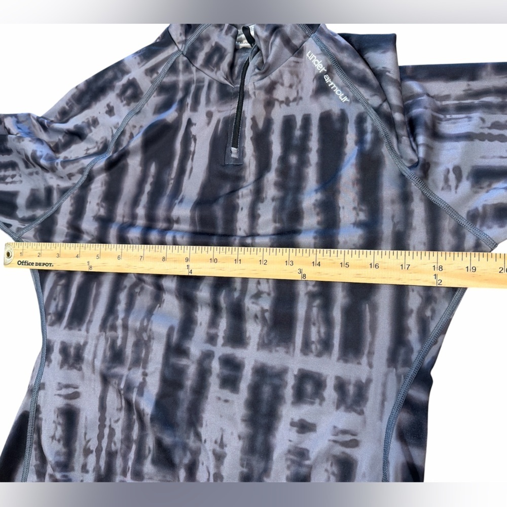 Under Armour 1/4 Zip Size Large Black Gray Tie Dye Print Long Sleeve Activewear - Picture 10 of 12